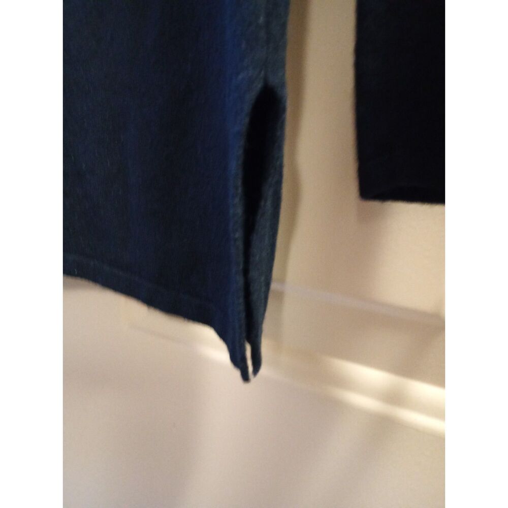 Evolution by Evrys Black Wide Cowl Neck Sweater Dress Leather Elbow Patches M - Picture 3 of 5